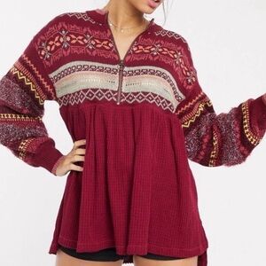 Free People Cabin Fever maroon sweater